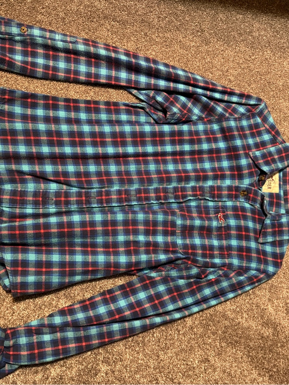 Hollister women’s y2k vintage size medium Blue Plaid Button-Up Shirt